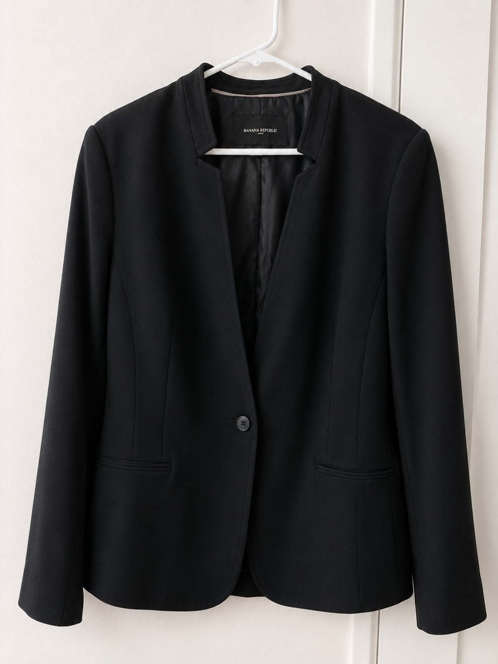 Banana Republic Black Collarless Single-Button Blazer